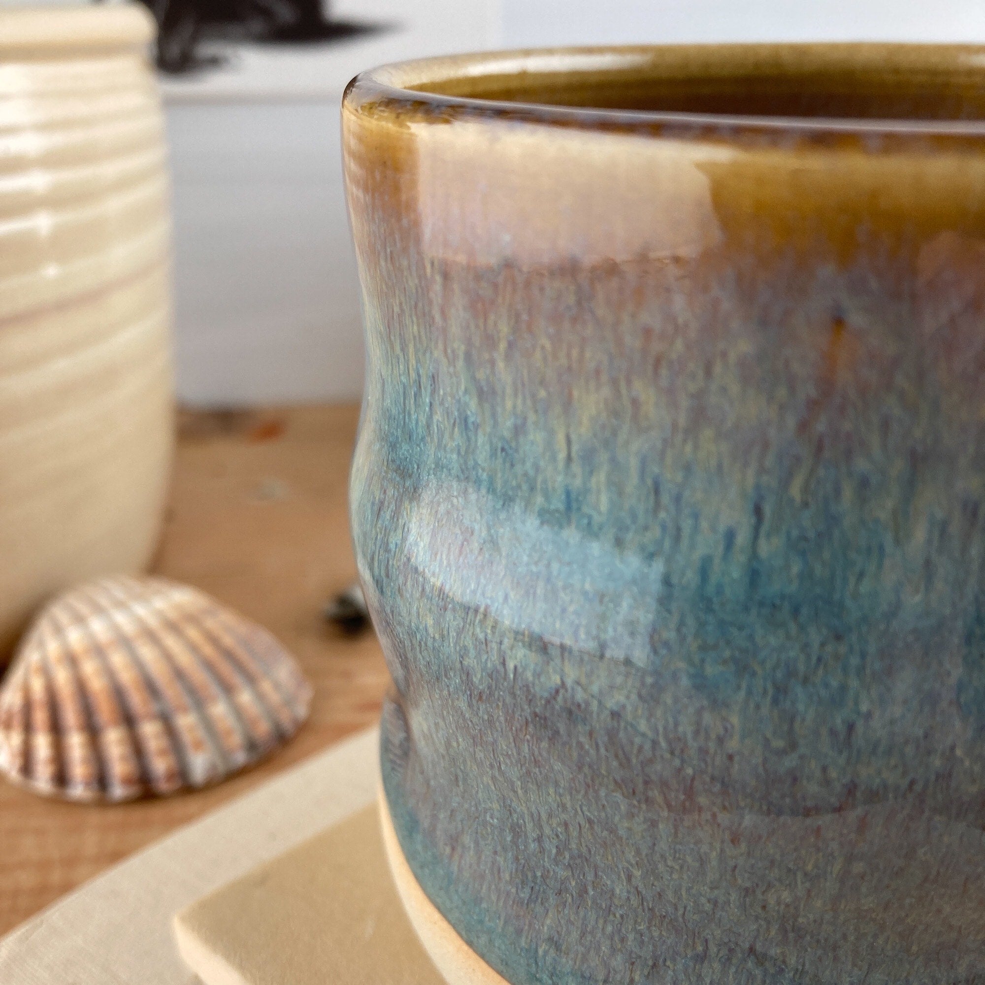 Ceramic mug Coffee & Ice wavy 250 ml - handmade and dishwasher safe
