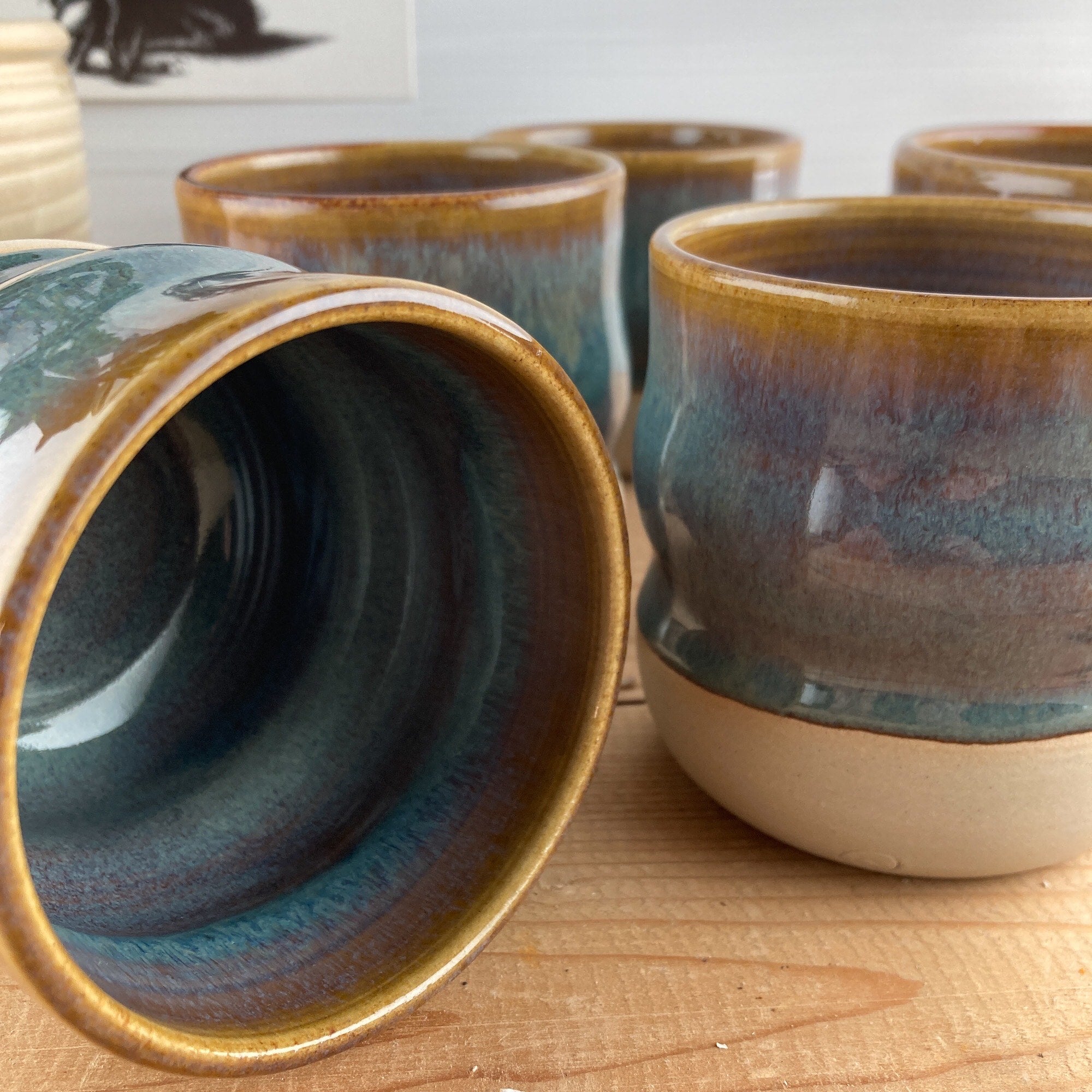 Ceramic mug Coffee & Ice wavy 250 ml - handmade and dishwasher safe