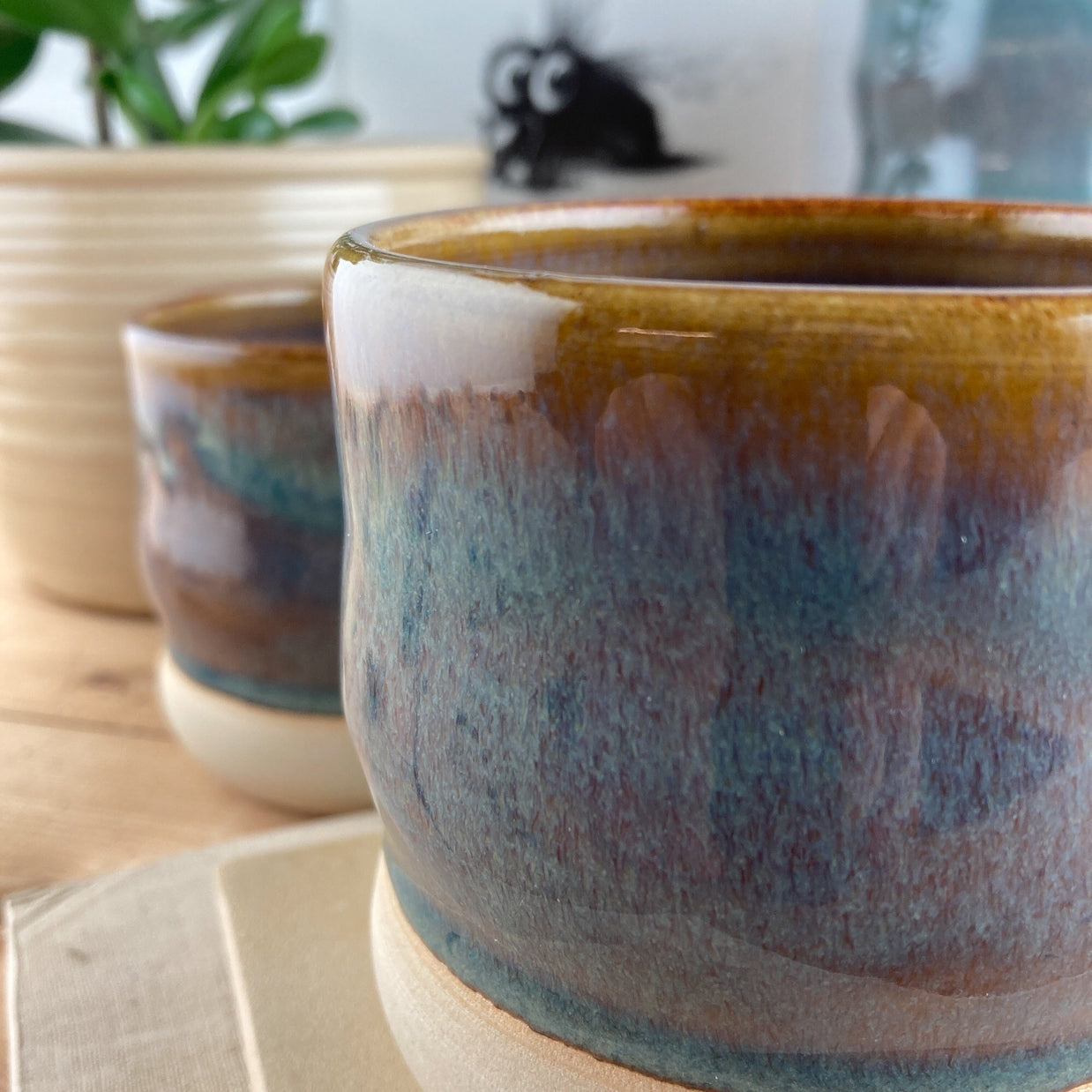 Ceramic mug Coffee & Ice wavy 250 ml - handmade and dishwasher safe