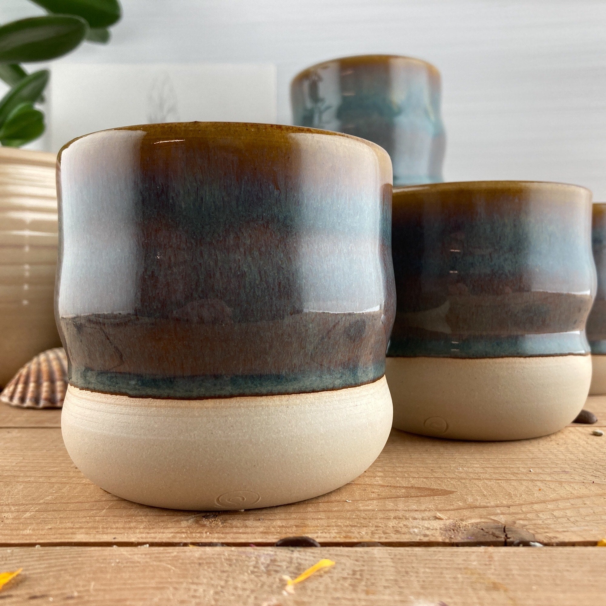 Ceramic mug Coffee & Ice wavy 250 ml - handmade and dishwasher safe