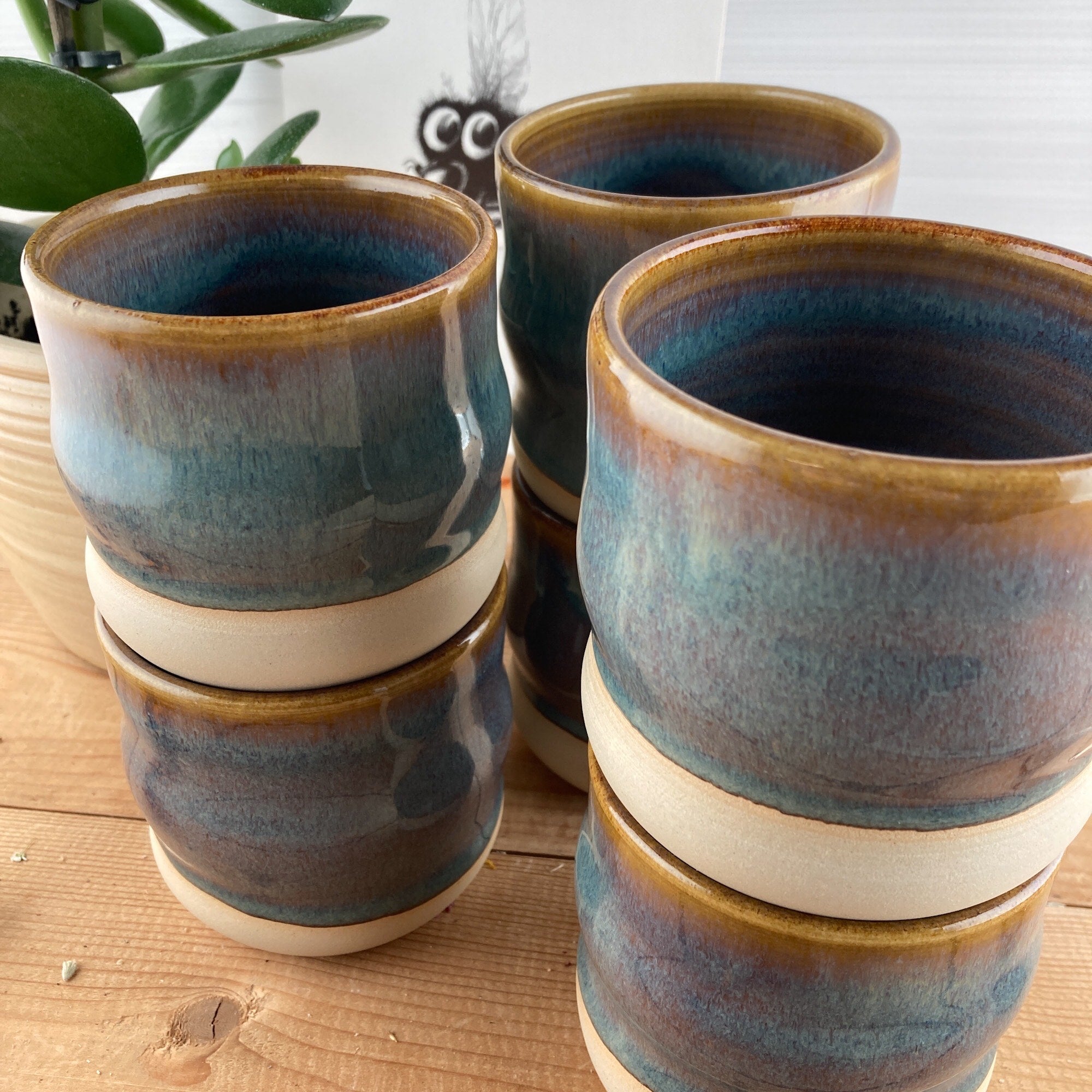 Ceramic mug Coffee & Ice wavy 250 ml - handmade and dishwasher safe
