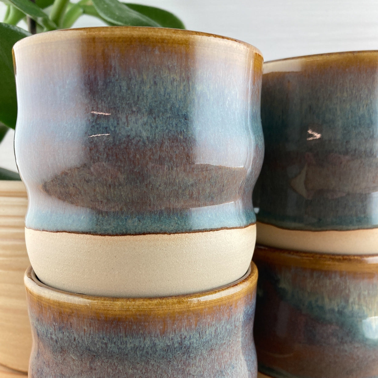 Ceramic mug Coffee & Ice wavy 250 ml - handmade and dishwasher safe