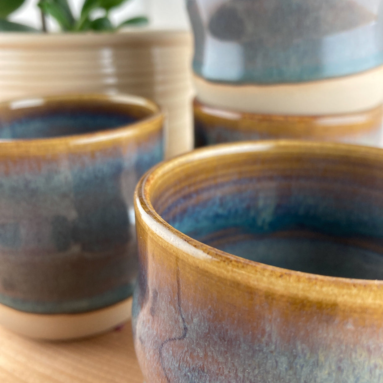 Ceramic mug Coffee & Ice wavy 250 ml - handmade and dishwasher safe