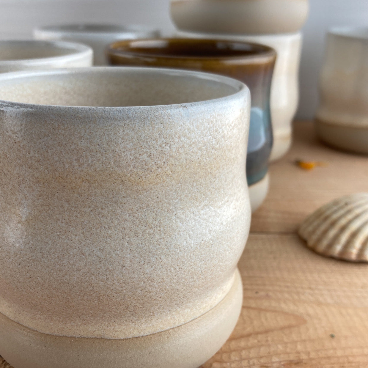 Ceramic mug Caramel wavy 250 ml - - handmade and dishwasher safe
