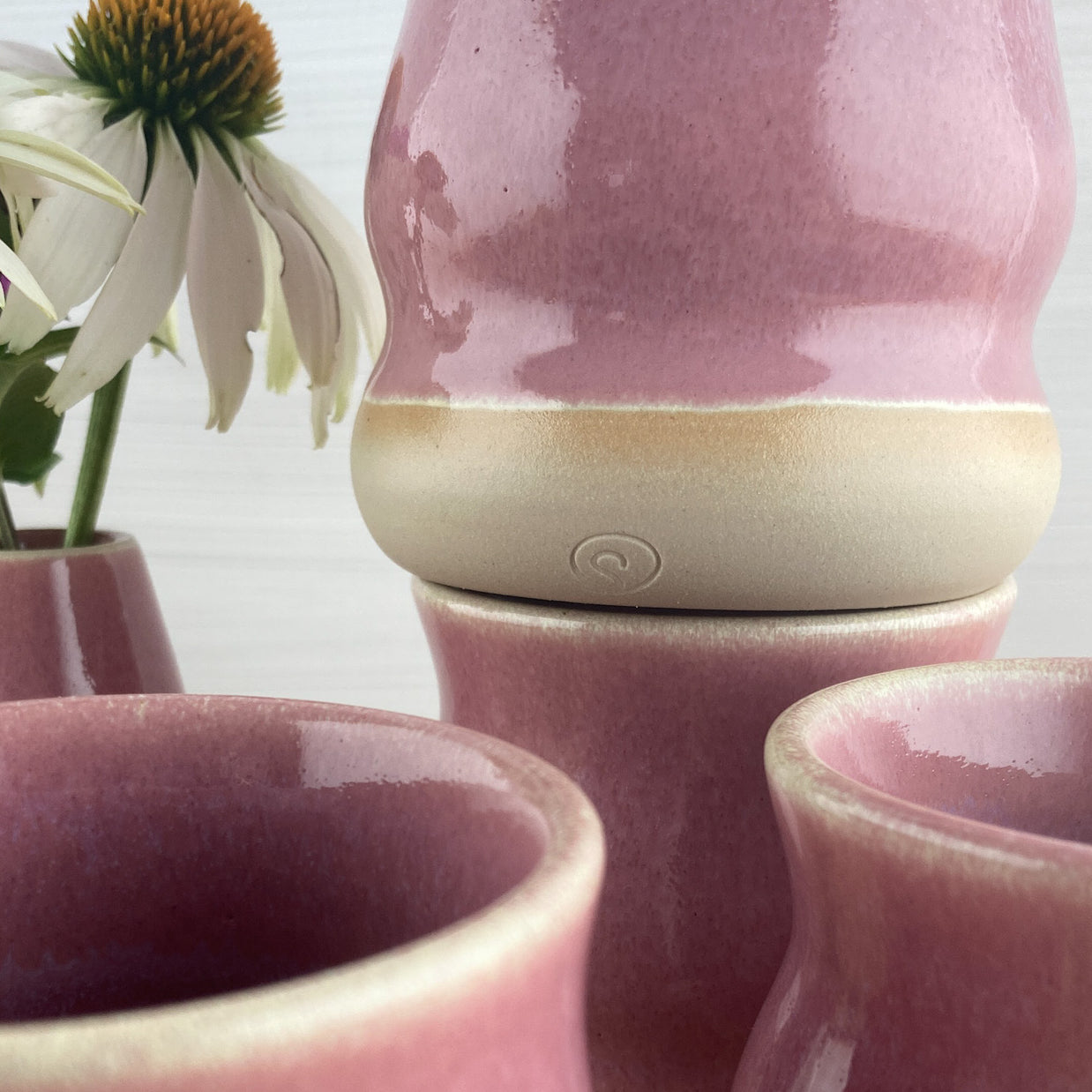 Ceramic mug Raspberry wavy 250 ml - handmade and dishwasher safe