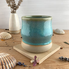 Keramik Becher Karibik gewellt 250 ml - handgemacht und spülmaschinenfest